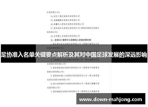 足协准入名单关键要点解析及其对中国足球发展的深远影响